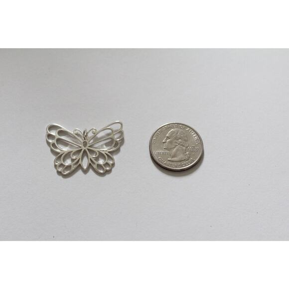 Sterling Silver Butterfly Pendant, Silver Openwork Butterfly Pendant - Picture 3 of 4